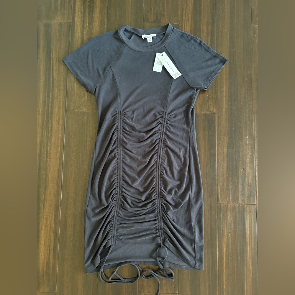 NWT Topshop black ruched dress